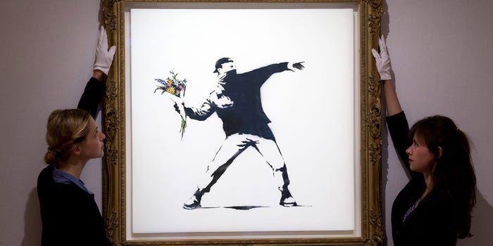 S-a permis plata cu criptomonede la vânzarea unei lucrări de Banksy