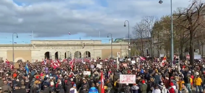 Proteste la Viena împotriva restricţiilor anti-Covid anunţate de Guvern