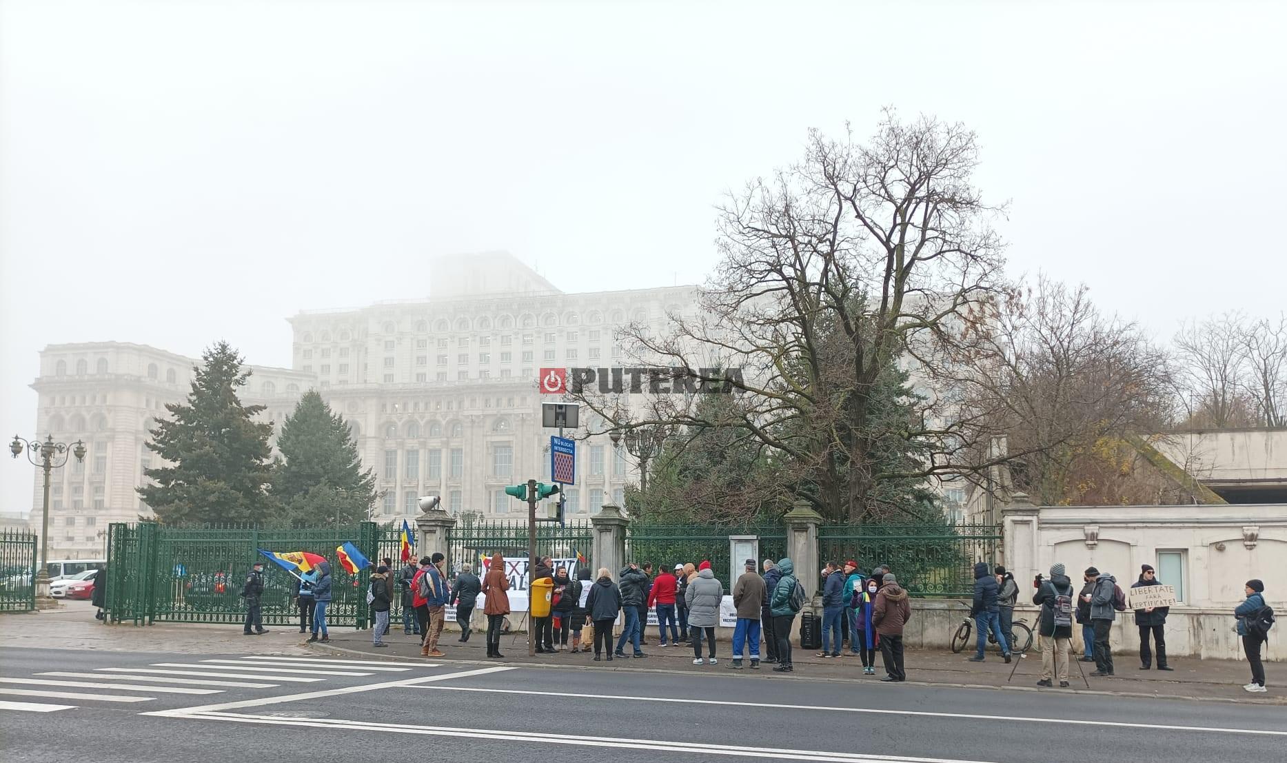Protest anemic anti – certificat verde în fața Parlamentului (galerie foto)