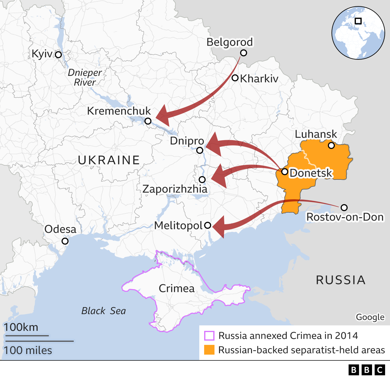 Care sunt posibilele rute de atac ale Rusiei în Ucraina