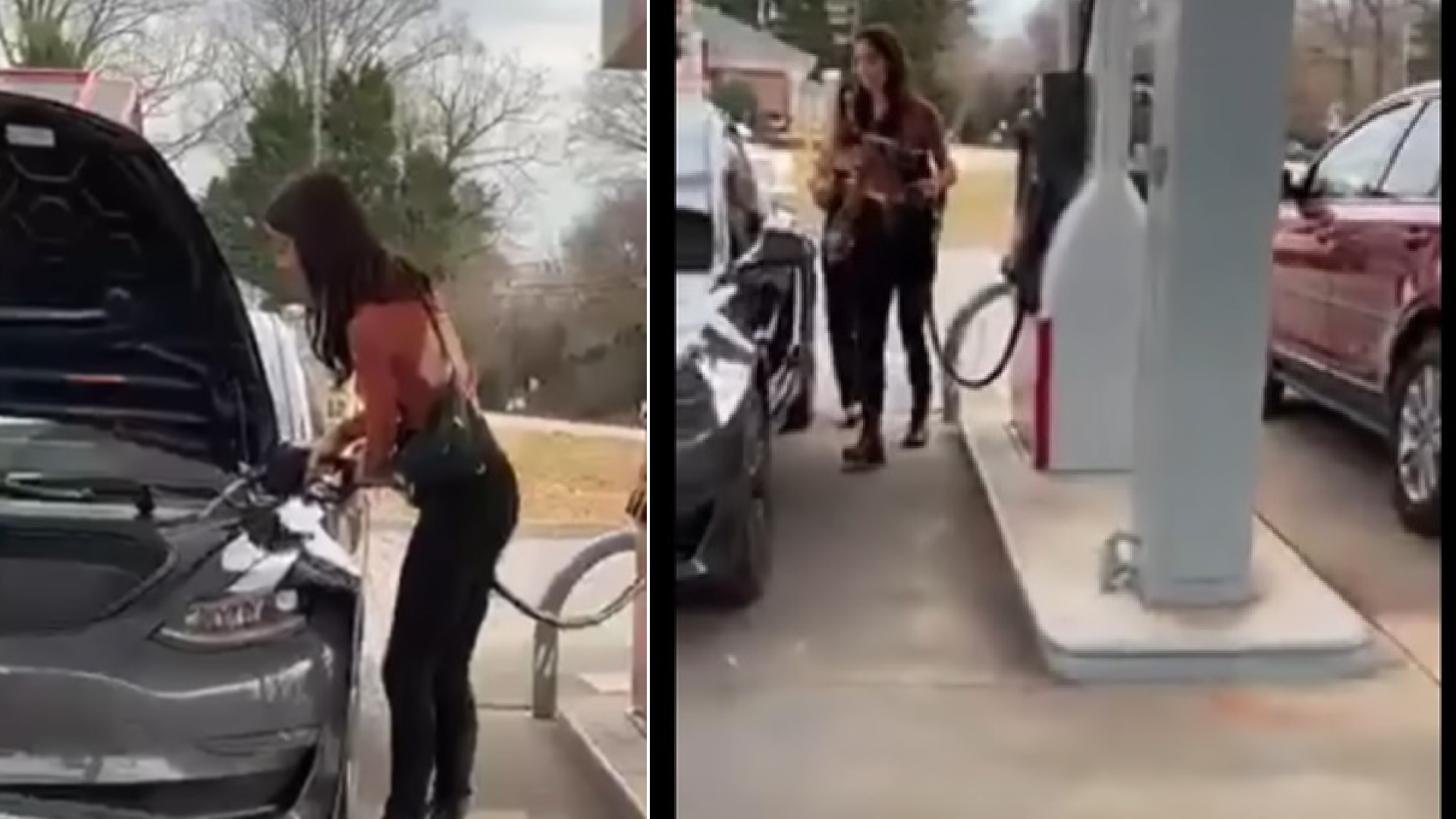 Două femei au încercat să alimenteze o Tesla cu benzină