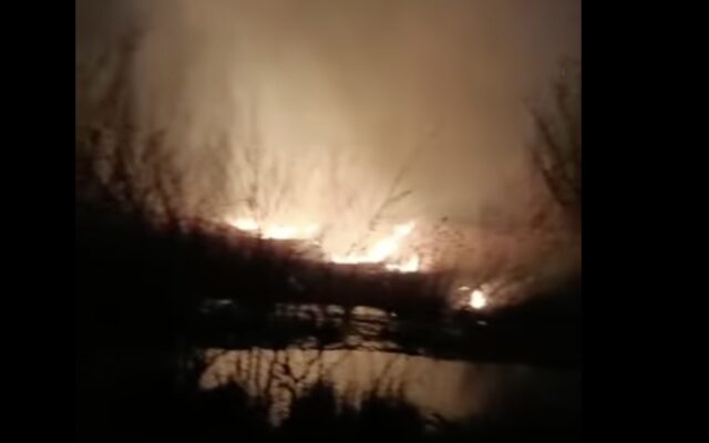 Incendiu de vegetaţie în Delta Dunării, în apropiere de Sulina