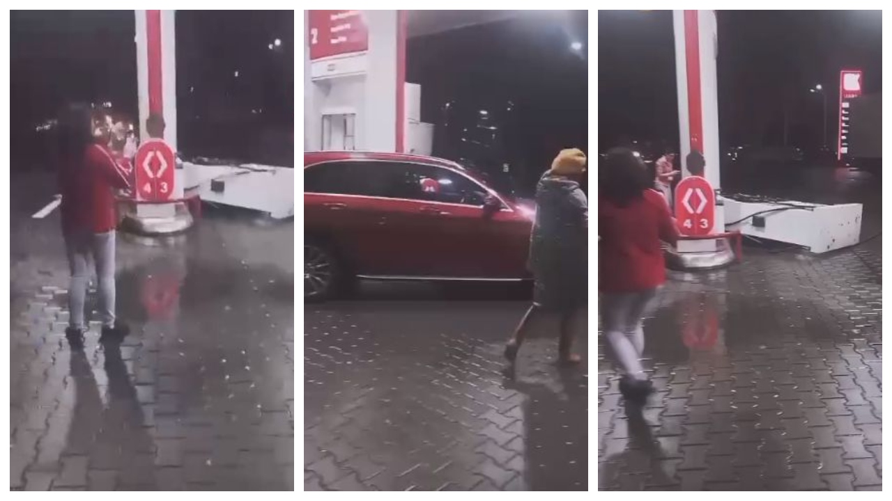 O șoferiță cu un Mercedes a plecat cu tot cu pompa de alimentare într-o benzinărie din Ploiești