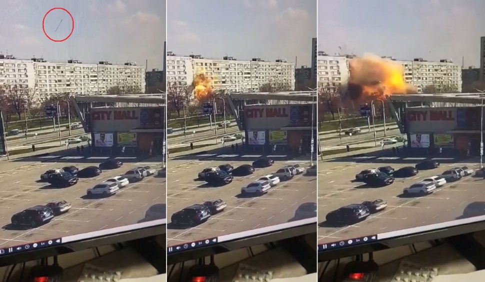 Momentul în care o rachetă rusească spulberă un bloc de locuințe din Zaporojie
