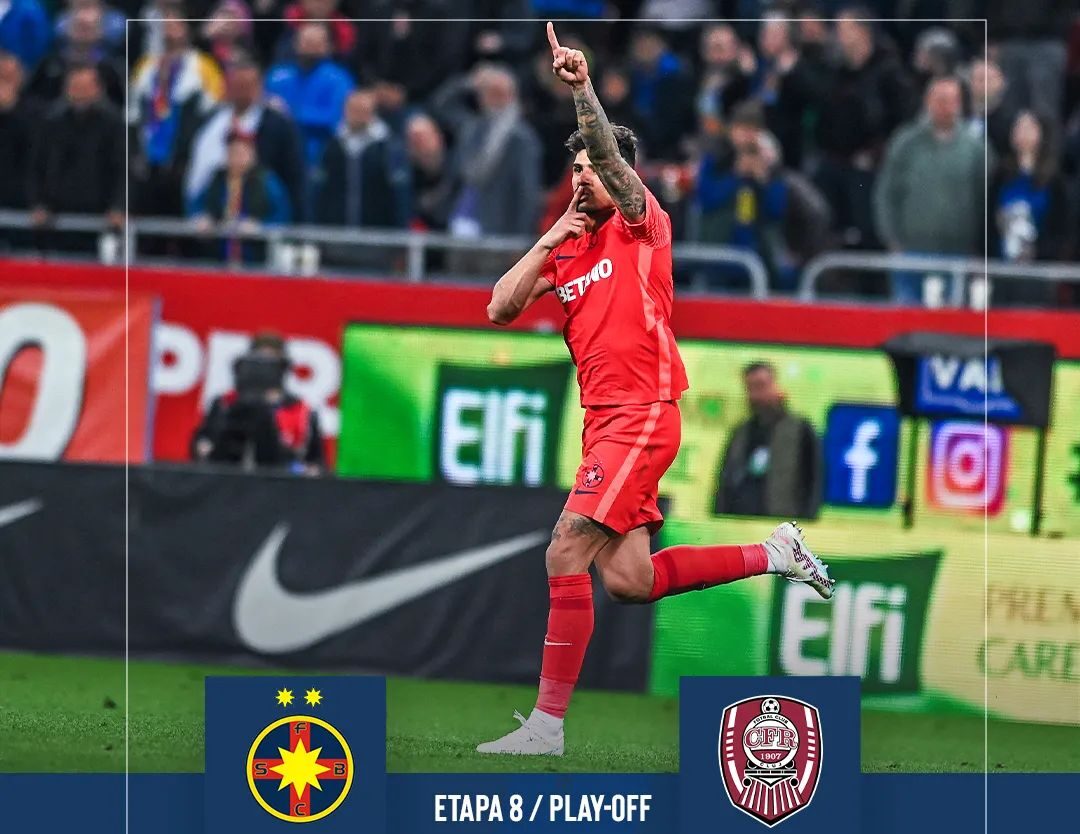 FCSB – CFR Cluj 1-0. Roș-albaștrii visează la titlu (Video)