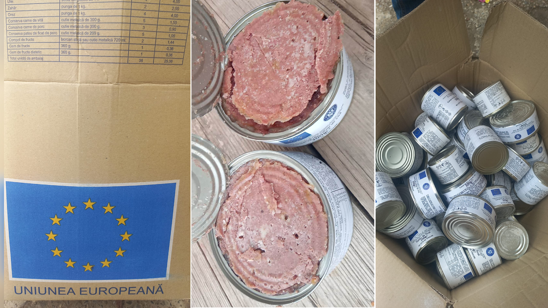 Conserve cu carne stricată în ajutoarele venite de la UE
