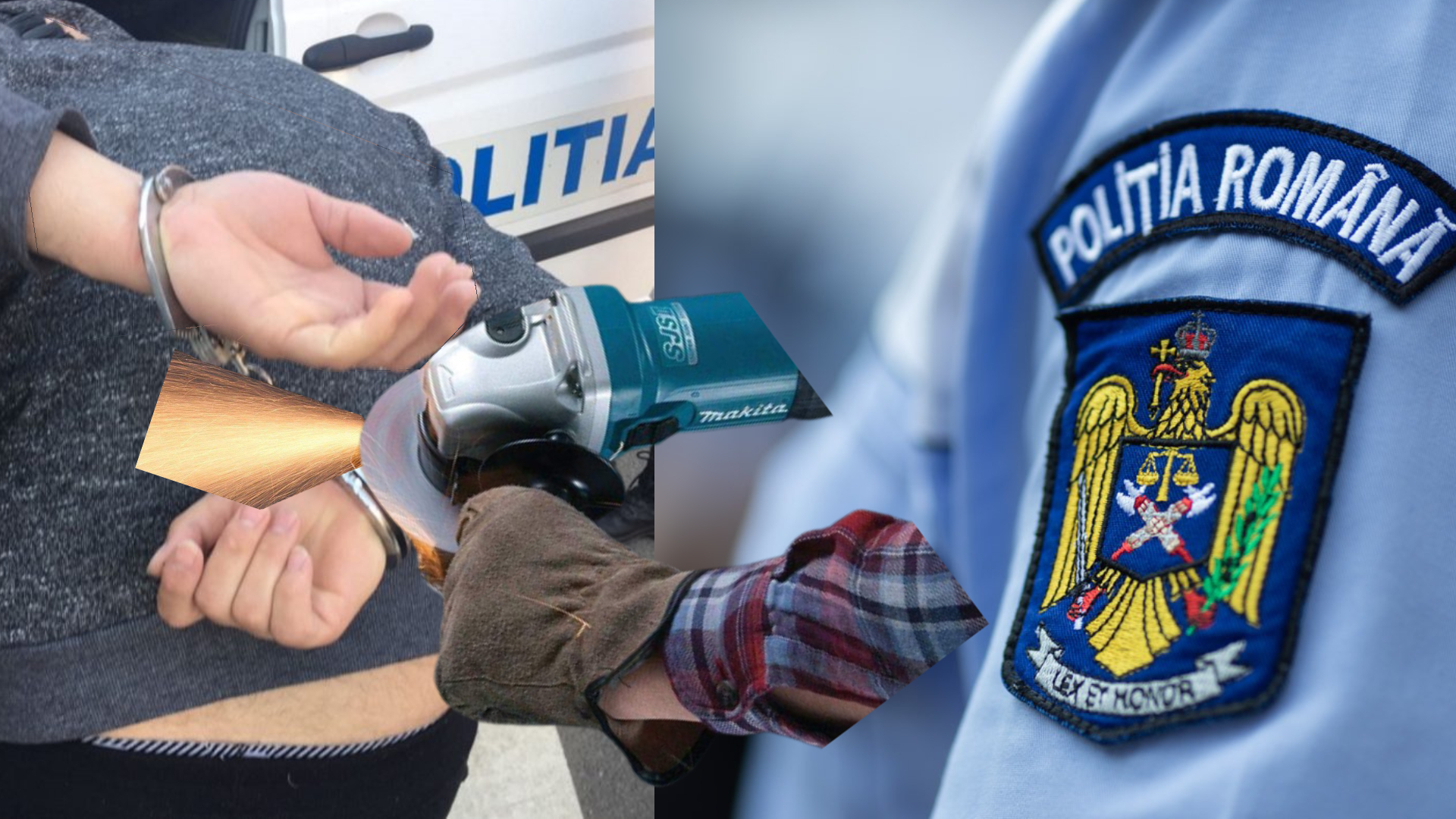 Cătușe tăiate cu flexul în secția de poliție a orașului Nehoiu