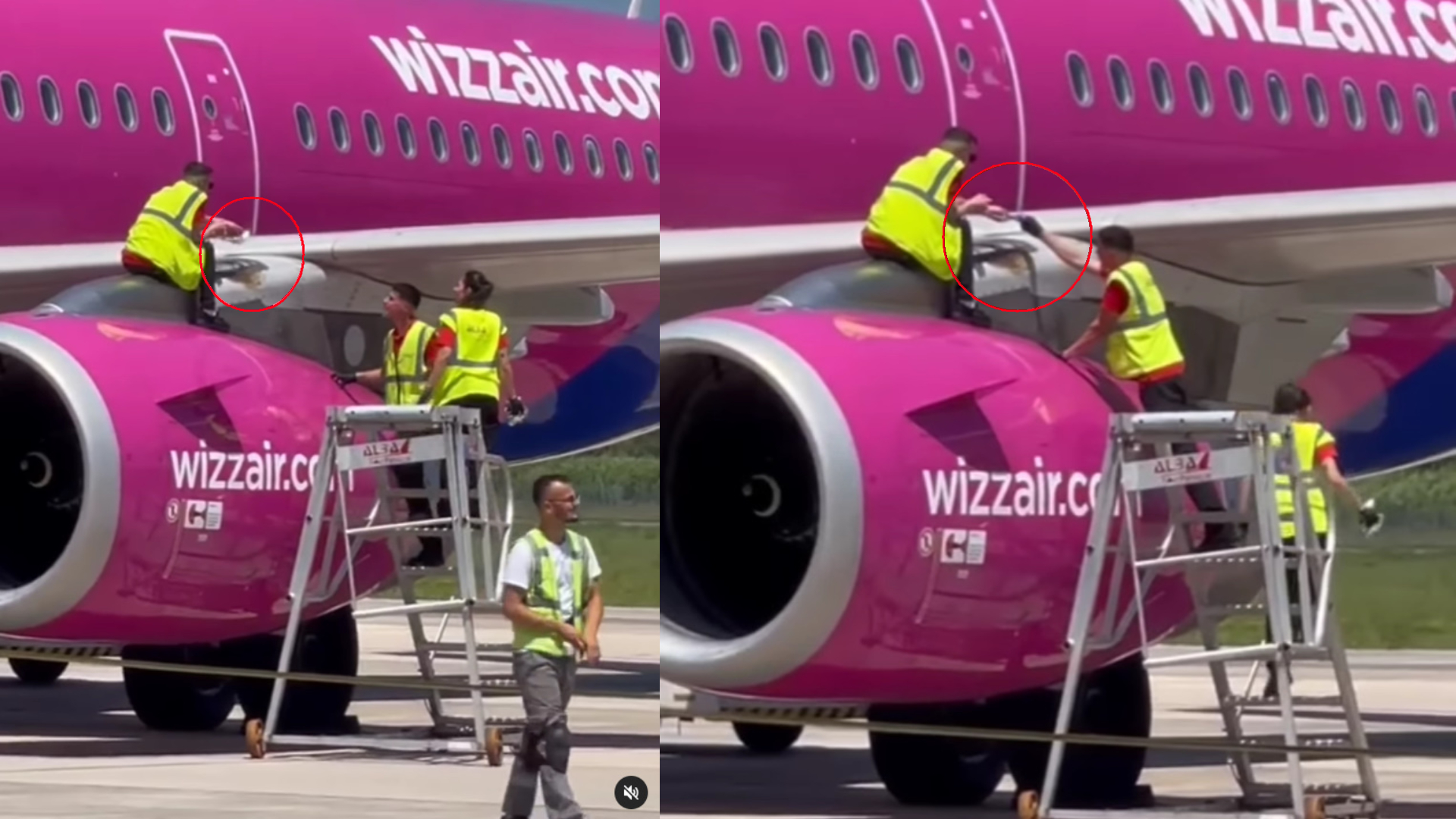 Avionele Wizz Air sunt lipite cu bandă adezivă înainte de decolare